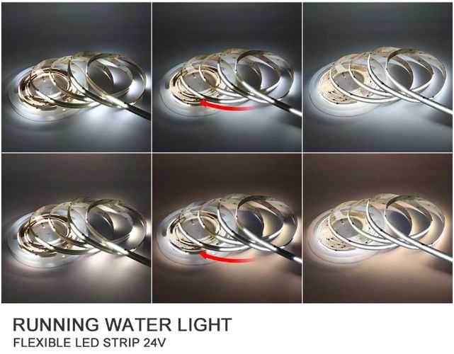 LED lente 24Vdc, 10W/m, COB 480LED/m, digitālais WS2811, 3000K, IP20, 180°, LEMLUX COB-WW420-IC