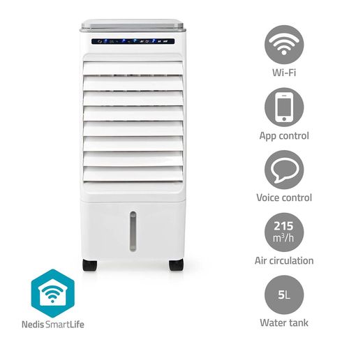 SmartLife Mobile Air Cooler | Watertank capacity: 5 l | 3-Speed | 215 m³/h | Oscillation | Remote control | Shut-off timer | Ionizing function COOL116CWTW 5412810414895