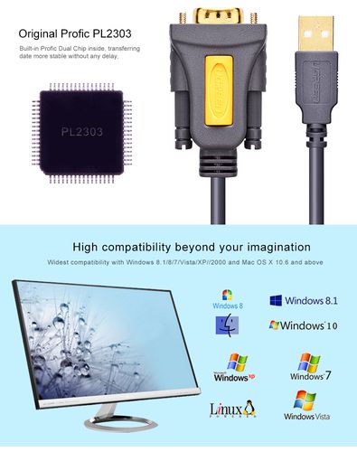 Pārveidotājs USB male - RS-232  DB9 male with PL2303 1.5m CR104 UGREEN UGREEN/20211 6957303822119