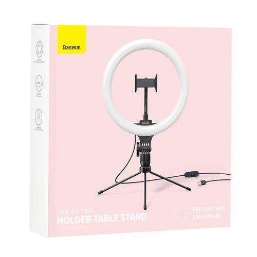 Statīvs (Ring light) - turētājs selfijiem ar 10" LED izgaismotu riņķi CRZB10-A01 6953156227330