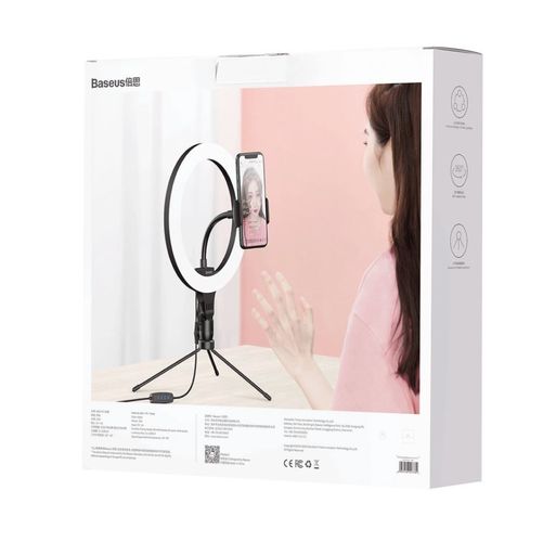 Statīvs (Ring light) - turētājs selfijiem ar 10" LED izgaismotu riņķi CRZB10-A01 6953156227330