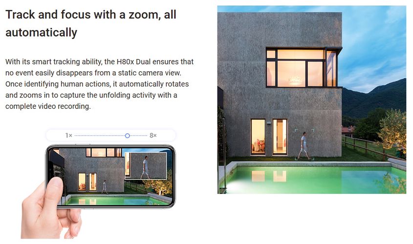 Bezvadu Wi-Fi kamera H80x, dubultobjektīvs, 8 MP + 2 MP, PAN - TILT, krāsu nakts redzamība MicroSD līdz 512 GB CS-H80x 6941545635774