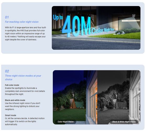 Wi-Fi kamera H90, dubultā lēca, 4 MP 2,8 mm + 4 MP 6 mm, IP65, krāsu nakts redzamība CS-H90 6941545636337