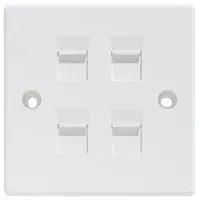 SHUTTERED KEYSTONE FACEPLATE, 3PORT, WHT KP-K4