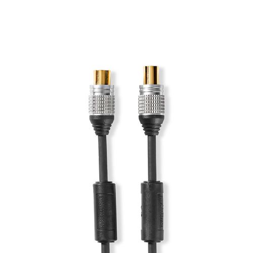 Coax Cable | IEC (Coax) Male | IEC (Coax) Female | Gold Plated | 75 Ohm | Double Shielded | 10.0 m | Round | PVC | Anthracite | Blister CSGC40000AT100 5412810314348