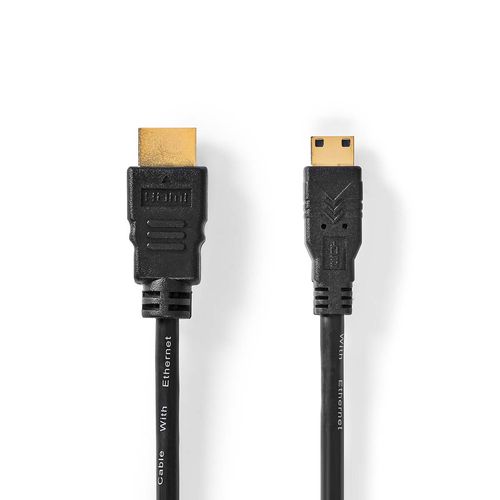 High Speed HDMI™ Cable with Ethernet | HDMI™ Connector | HDMI™ Mini Connector | 4K@30Hz | 10.2 Gbps | 2.00 m | Round | PVC | Black | Box CVGB34500BK20 5412810289905