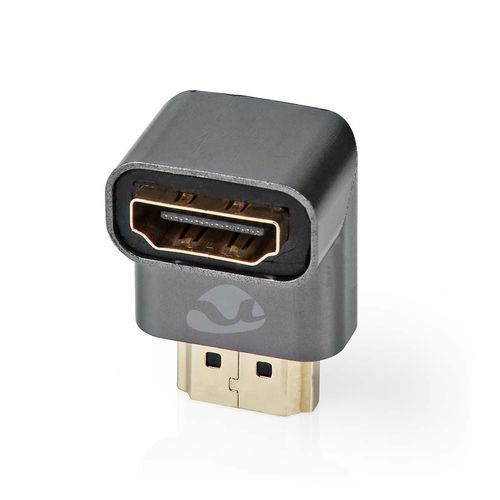 HDMI™ Adapter | HDMI™ Connector / HDMI™ Male | HDMI™ Output | Gold Plated | Angled 90° | Aluminium | Gun Metal Grey | 1 pcs | Cover Window Box CVTB34901GY 5412810333318