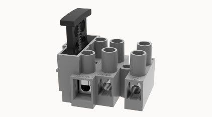 Spaiļu bloks; 1x drošinātājs; 5x20 mm; ceļi: 3; skrūvju spailes; alvas KA-6K+S