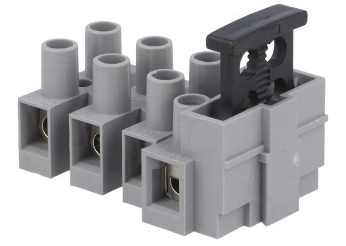 Spaiļu bloks; 1x drošinātājs; 5x20 mm; ceļi: 4; skrūvju spailes; alvas KA-8K+S