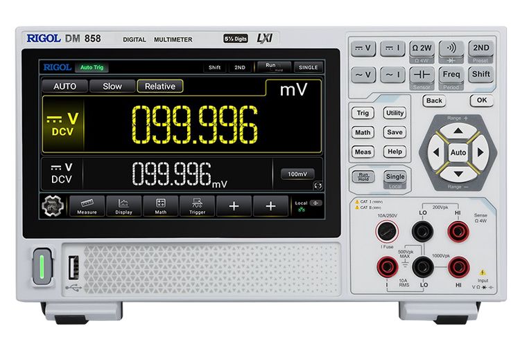 DM858E digitālais galda multimetrs5,5 ciparu DMM ar 7" skārienjūtīgo displeju, 20000rdgs/s, 0,06% DCV, 100 μA-3 A, 1 nF-1 mF, RIGOL DM858E