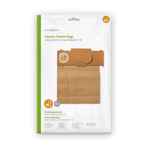 Vacuum Cleaner Bag | 10 pcs | Paper | Most sold for: Vorwerk Kobold VK 130 | Brown DUBG111VOR10 5412810285198