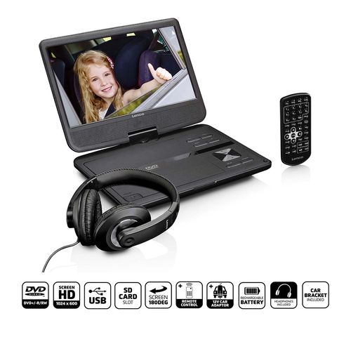 Portable 10" DVD-Player with USB -Headphone-suspension bracket Black DVP-1010BK 8711902037934