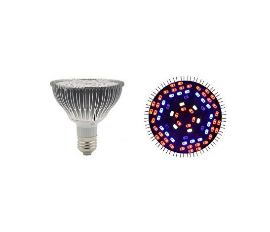 LED spuldze E27 230V 15W SMD 5630 augu audzēšanai, sarkans + zils, platleņķa E27-GROW-15WSMD