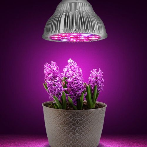 LED spuldze E27 230V 15W SMD 5630 augu audzēšanai, sarkans + zils, platleņķa E27-GROW-15WSMD
