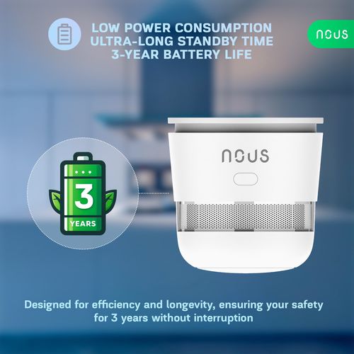 Viedais bezvadu iekštelpu dūmu sensors ar 85 dB sirēnu, TUYA ZigBee MQTT NOUS-E8 5905072800662