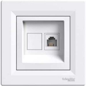 Datora ligzda 1xRJ45 CAT5e UTP ar rāmi, balts, Schneider EPH4300121