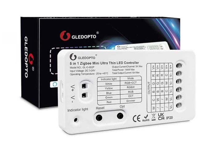 LED valdiklis SLIM, ZigBee +RF, 5-24V 6A/CH , RGB, RGBW, RGB+CCT, CCT, DIM GL-C-002P 6978699220051