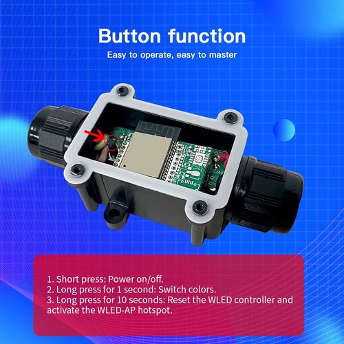 Skaitmeninių LED juostu valdiklis, 5-24Vdc, 15A, 800pix, hermetinis IP65, WLED ESP32 Wi-Fi GL-C-012WL 6978699220037