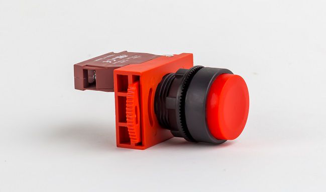 Pārslēdzis izvirzīts, sarkans, bez apgaismojuma  ar kontaktu NC nefiksējošs ON-(OFF) HIGHLY HPB22-E01R