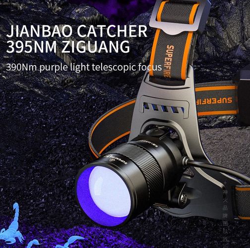 LED lukturis UV 7W 395Nm + balts 6W 520lm, uzlādējams USB-C 2x 18650 2800mAh, , SUPERFIRE HZ01 6975515771162