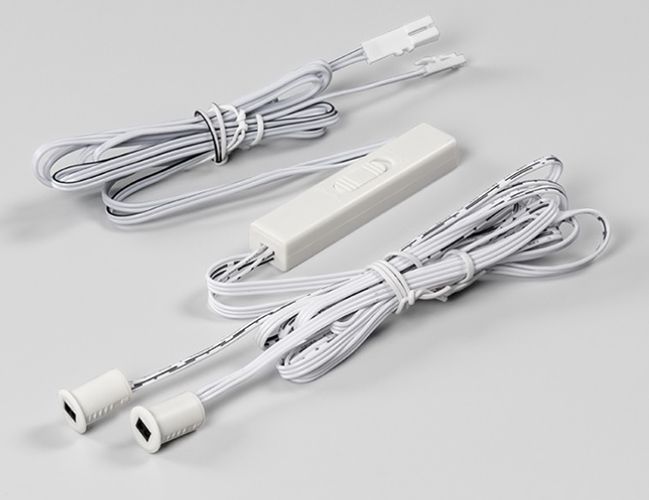 LED Slēdzis 12-24V 4A, ON-OFF, divi sensori, iegremdējams, plastmasas, balts, durvju/rokas kustību kontrolei IR010