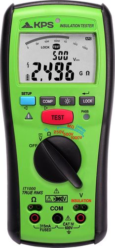 Izolācijas pretestības testeris, 1kV, 0,01Om līdz 40kOm, 20GOm, TRMS 600V AC/DC, KPS IT1000 8435394789507