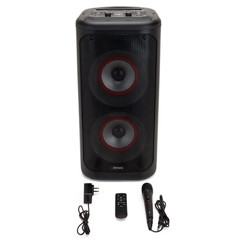 Ballīšu ratiņu skaļrunis 350 W (40 W RMS) ar Hyperbass, karaoke un disko zibspuldzi KBTUS-450 8435256898415