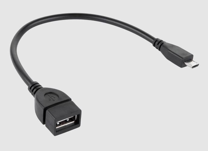 Kabelis USB2.0 AF ligzda -> micro USB BM spraudnis 0.2m, OTG,  melns KPO2908 4772081002131; 5901436779599