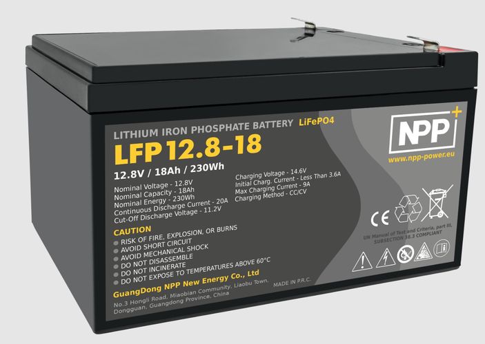 Akumulators LiFePO4 12,8 V 18Ah, BT, ar T2 (F2) spailēm NPP LFP12.8-18 8719845200477