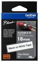 PET FILM TAPE, ADHESIVE, BLACK ON WHITE TZEFX241