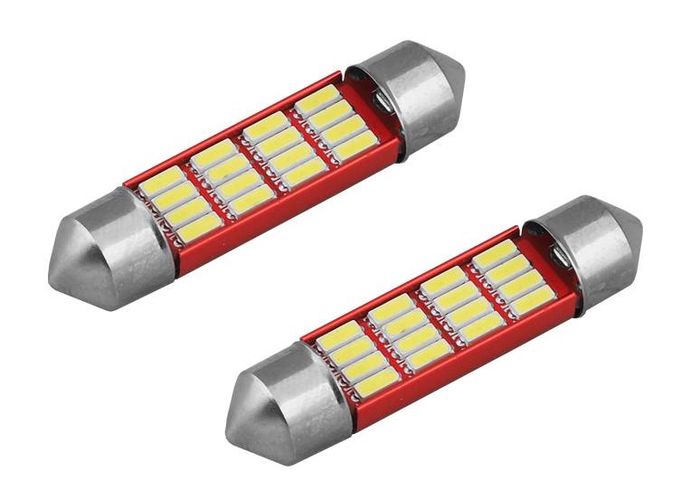 LED Spuldzes CANBUS, 12SMD 4014, Festoon 39mm, 12V/24V, 2gab, AMIO LX01633 5903293016336