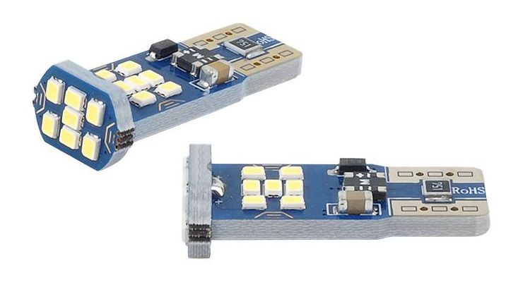 LED Spuldzes CANBUS, 21xSMD UltraBright 2016, T10e W5W, 12V/24V, 2gab, AMIO LX02445 5903293024454