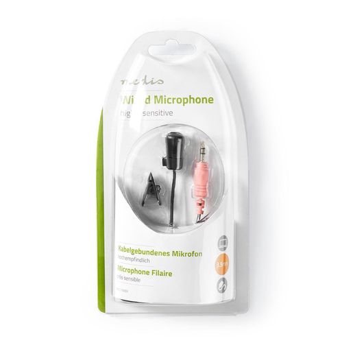 Piespraužams mikrofons ar 3,5mm savienojumu 1,8m MICCJ100BK 5412810286973