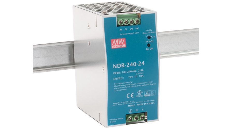 Switching power supply 24V 240W 10A, DIN rail-mounted, MEAN WELL, NDR-240-24 MB1024VDINMEANWELL