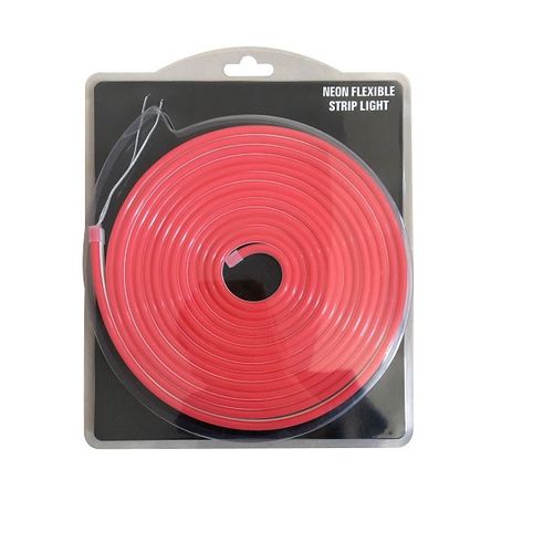 Neona LED lente NEON FLEX 24 Vdc, 9 W/m, 120 LED/m, SARKANA, 5 m spole, IP68, posms 5cm, 6x12mm NF-9W24V-RH5M 4772081004616