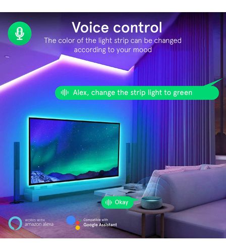 LED lentes komplekts ar Wi-Fi kontrolieri un barošanas bloku, RGB, 10m, 36W, TUYA / Smart Life, NOUS NOUS-F2 5907772033913