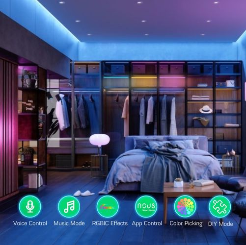 Digitālā LED lente RGB IC WIFI  F4, 5m, 24W, TUYA / Smart Life NOUS-F4 5907772033562