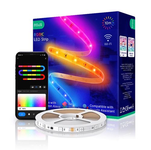Viedā digitālā RGB IC WIFI LED sloksne F4, 10m, 36W, TUYA / Smart Life NOUS-F5 5907772033616