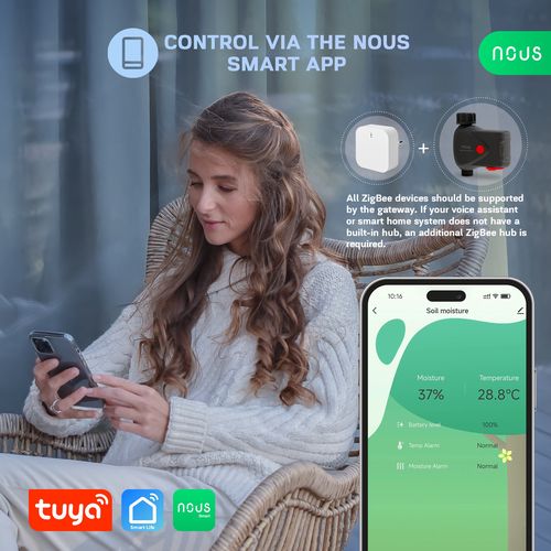Viedais dārza apūdeņošanas vadības ūdens vārsts, ZigBee 2 MQTT, TUYA NOUS-L14 5905072800938