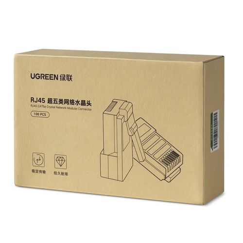 Tīkla spraudnis RJ45 (8P8C) CAT5/5e UTP cietam vai savītam kabelim (100gab.) UGREEN/50246 6957303852468