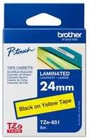 PET FILM TAPE, ADHESIVE, BLACK ON YELLOW TZE651