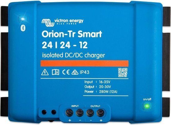 Sprieguma pārveidotājs - Lādētājs DC/DC 24V:24V 12A 280W Orion-Tr-Smart, Bluetooth,  izolēts, IP43, Victron energy ORI242428120 8719076046097
