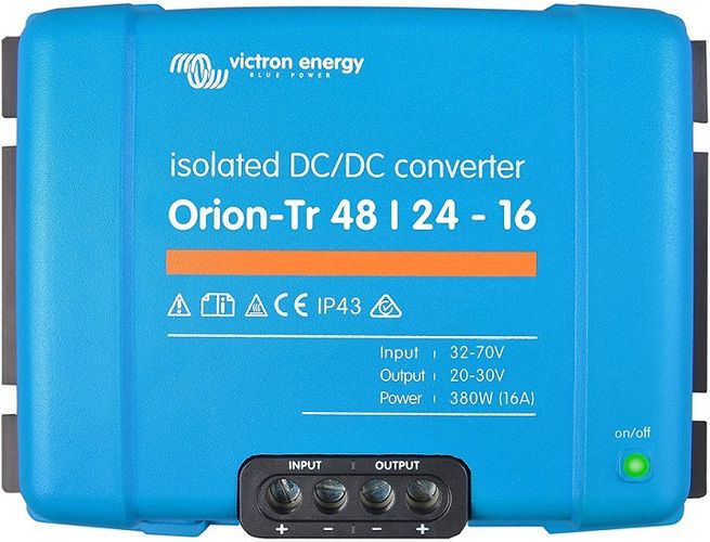 Sprieguma pārveidotājs DC/DC 48V:24V 16A 380W Orion-Tr,  izolēts, IP43, Victron energy ORI482441110 8719076038887