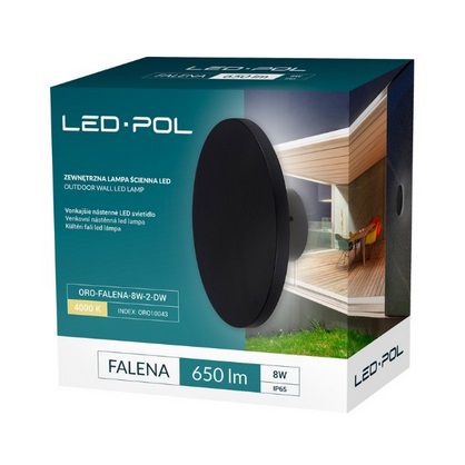 Āra sienas gaismeklis FALENA-2, 8W, 650lm, 4000K, IP54, melns, ORO ORO10043 5902533197194