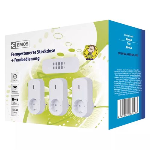 Bezvadu 3 kanālu 230 VAC rozešu pieslēgšanas/atslēgšanas komplekts. Papildu prece dekorāciju ieslēgšanai/izslēgšanai ar pulti P0069 8592920076163