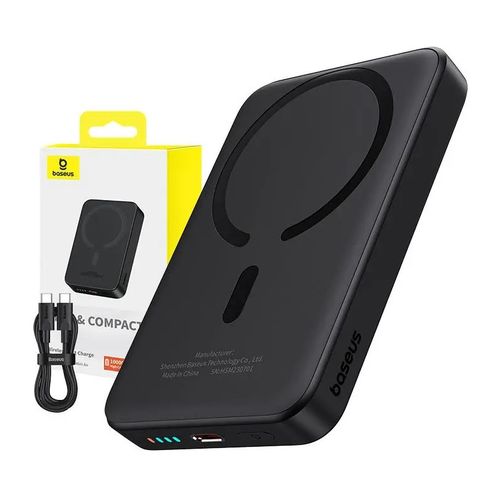LiPo Powerbank 10000mAh 20W bezvadu uzlāde 15W USB-C Magsafe saderīgs Mini Air melns BASEUS P10059001113-00 6932172636166
