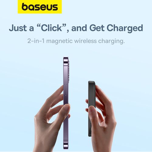 LiPo Powerbank 6000mAh 20W bezvadu uzlāde 15W USB-C Magsafe saderīgs Mini Air melns BASEUS P10059002113-00 6932172641436