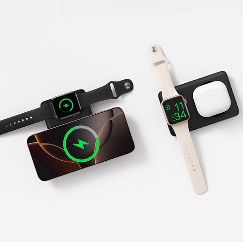 LiPo PowerBank 10000mAh 27W bezvadu QI + iWatch, ar magnētu Magsafe melns EnerFill FR11 BASEUS P1008210G123-00 6932172692667