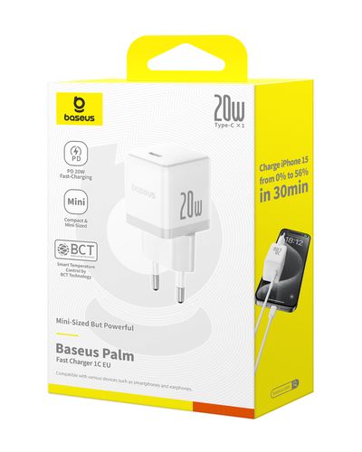 Sienas ātrais lādētājs Palm 20W USB-C QC3.0 PD3.0, balts P10111602213-00 6932172672942