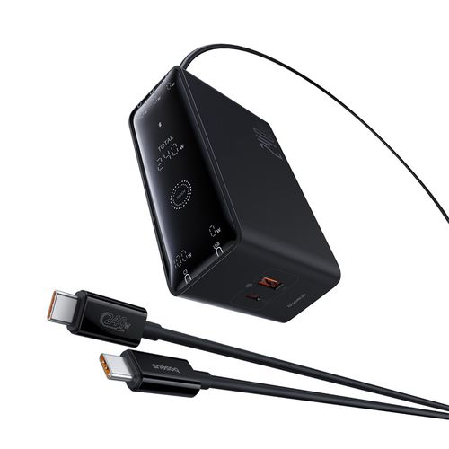 Galda stacionārais ātrais lādētājs Digital GaN Intelligent 240 W USB + 3xUSB-C + DC 5,5 mm PD3.1 ar USB-C 1 m kabeli, melns. P10163901113-00 6932172646110